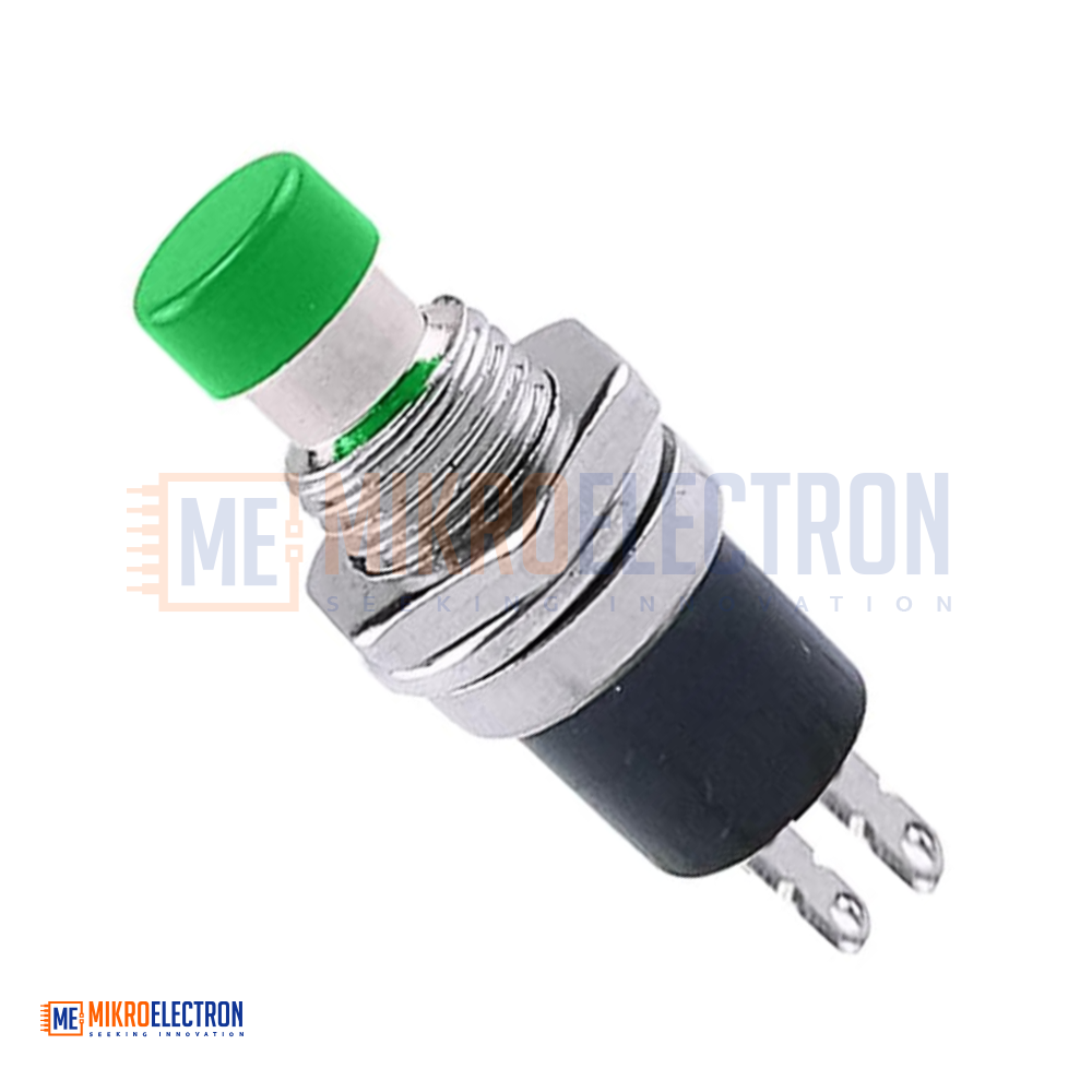 Green PBS-110 2PIN 7MM Thread Momentary Self Reset Push Button Switch ...
